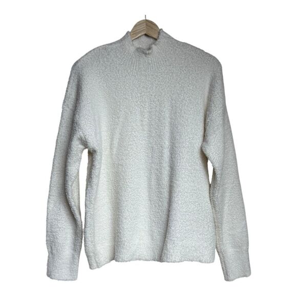 Sanctuary White Textured Teddy Mock Turtleneck Sweater large - Picture 2 of 6